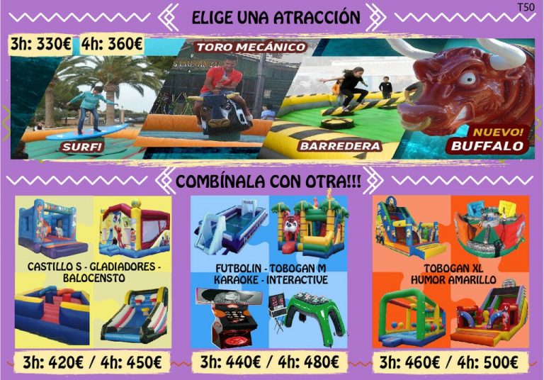Precios Alquiler atracciones hinchables Alicante